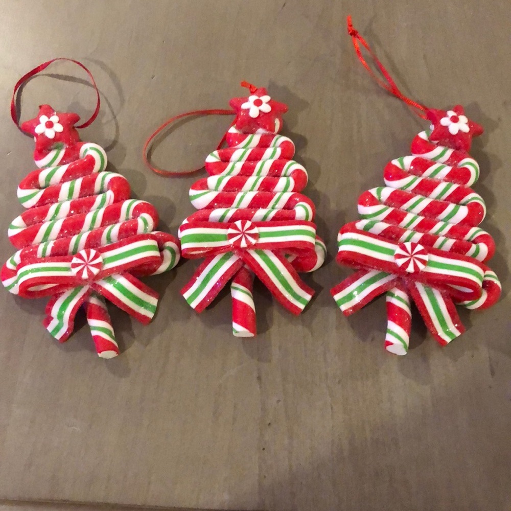 Peppermint Christmas Tree- Sparkling Ornaments (set of 3)
